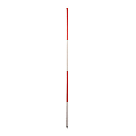 NESTLE Holzfluchtstab-Set 12 Stk | 2 m, Ø 28 mm | rot/weiß 50-cm Felder | PVC-ummantelt | runde Rohrspitze/Stahlspitze | Einfluchten & Abstecken für Vermessung, Straßenbau & GaLaBau