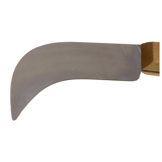 STUBAI Ledermesser 75 mm mit gebogener Hakenklinge aus gehärtetem Stahl, ergonomischem Holzgriff und extremer Schärfe für Leder, Teppich, Dachpappe, Gartenarbeiten und präzise Handwerksarbeiten robust