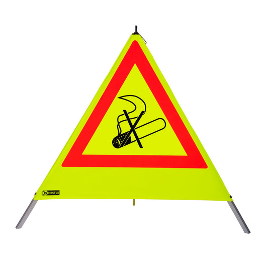 NESTLE Warnpyramide 90 cm, Rauchverbot (NZ01), gelb retroreflektierend, mit Mittelfuß