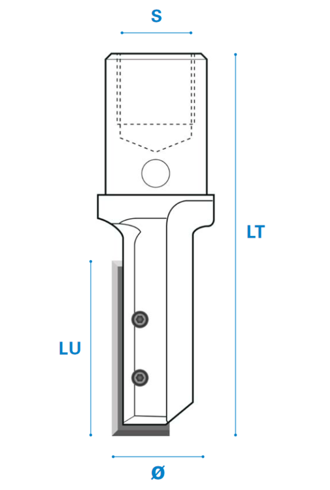 Nutfräser mit Wendemesser M10 aus Hartmetall, Rechtslauf, Schneide 1, Arbeitslänge 30 mm, Gesamtlänge 65 mm, Schaft M10X1,5 mm, Ø 18 mm