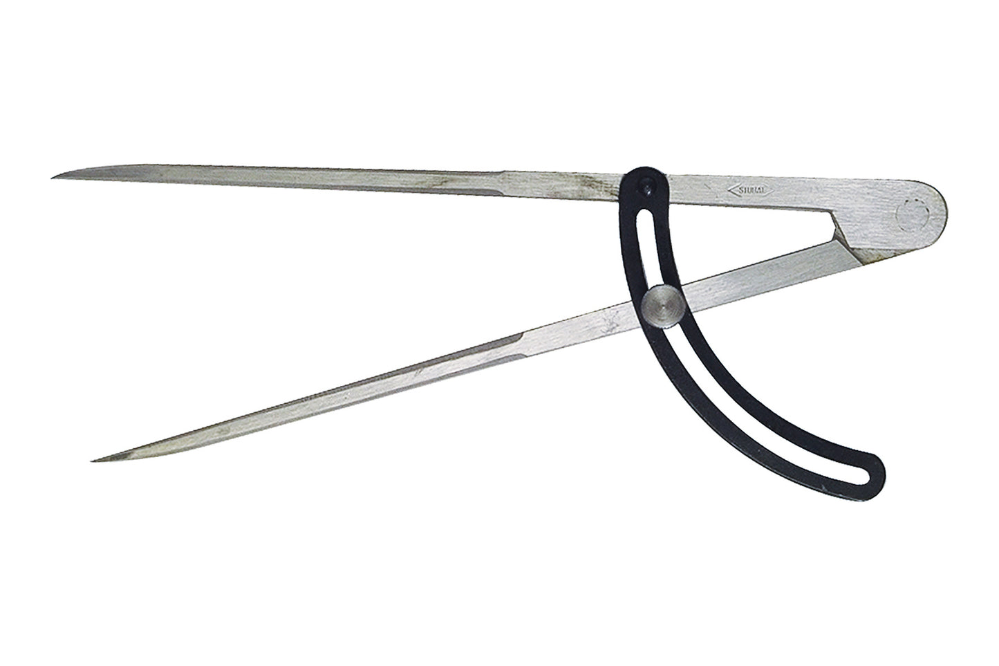 Bogenzirkel 200 mm aus Vergütungsstahl, gehärtete Spitzen, poliert, mit Bogen und Klemmschraube, präzises Werkzeug zum Anreißen von Kreisen und Radien in Werkstatt und Handwerk