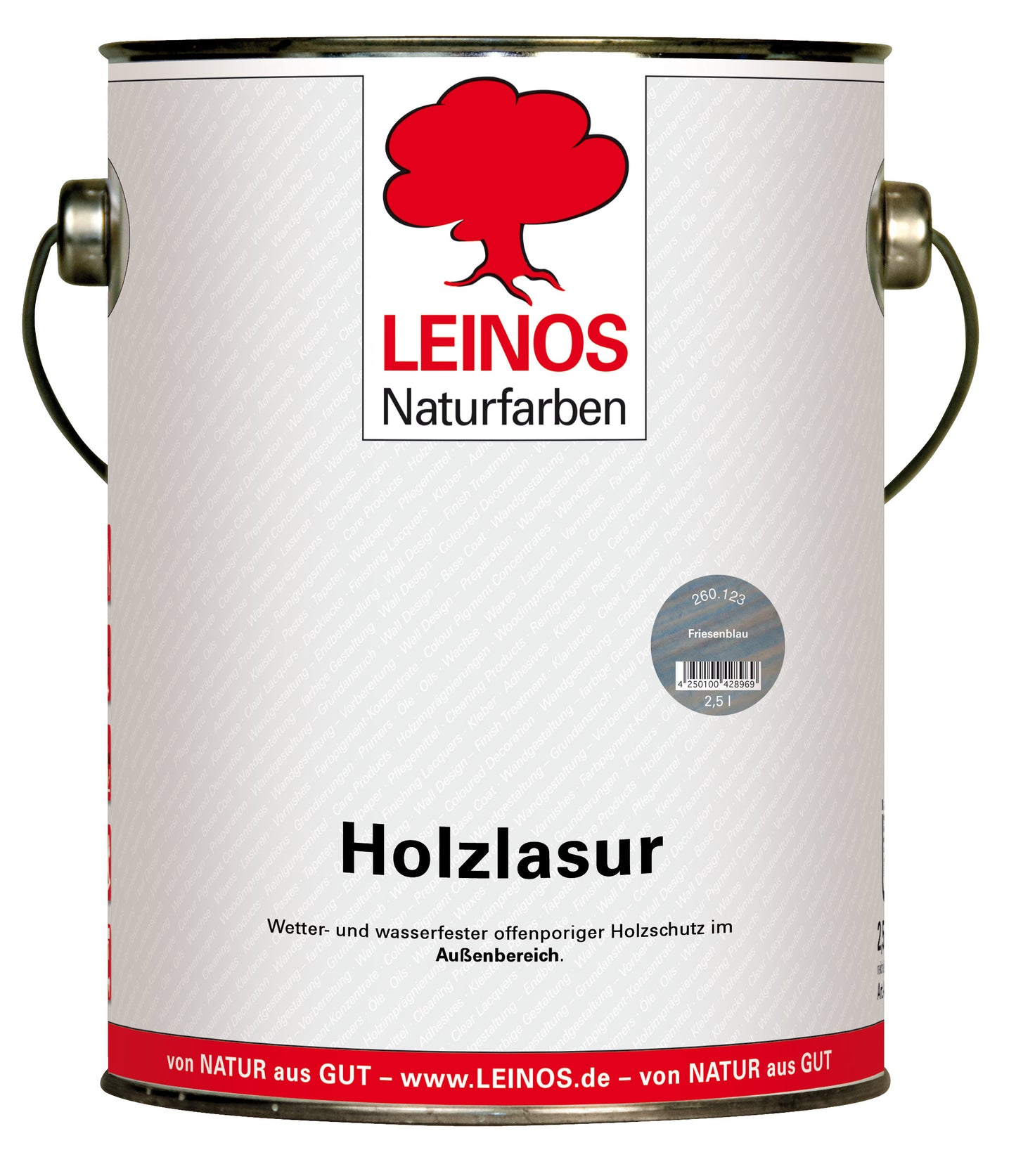 Wetterfeste Holzlasur für Außen 123 Friesenblau 2,50 Liter - offenporiger Holzschutz mit Filmschutz gegen Pilzbefall - für Fenster, Türen, Zäune & Pergolen - wasserabweisend, lasierend