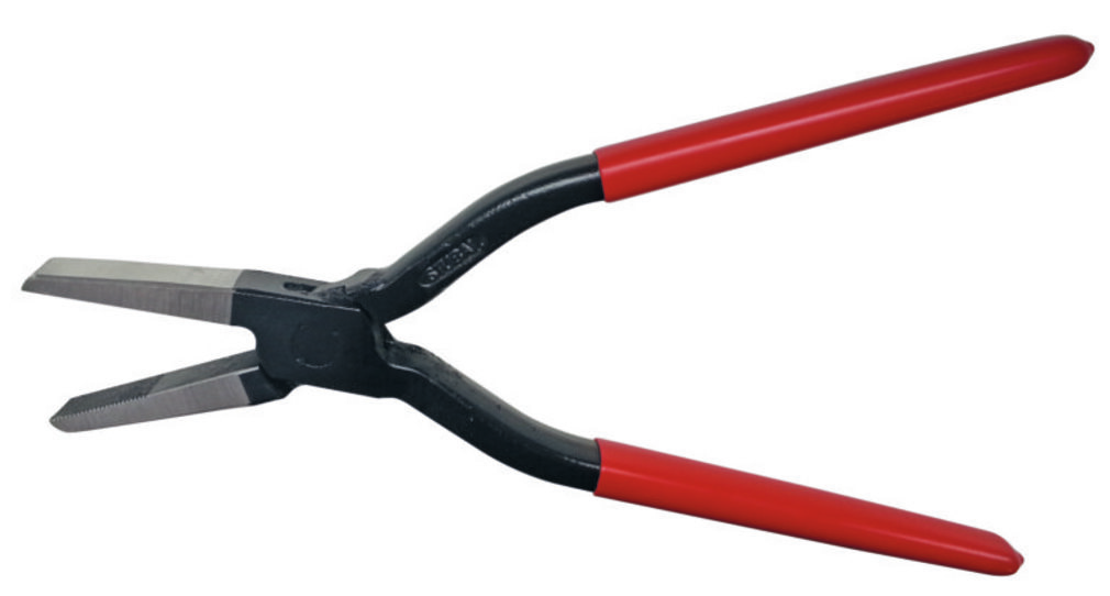 STUBAI Spengler Flachzange mit Zahnung, | zum trennen und abkneifen | Schenkel rot kunst-stoffbeschichte DG 240 mm