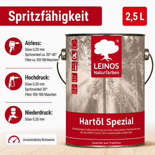 Leinos 245 Hartöl Spezial für Innen 2,5 l Für stark strapazierte Flächen wie Fußböden und für den anspruchsvollen Möbelbau Hervorragende Polierfähigkeit