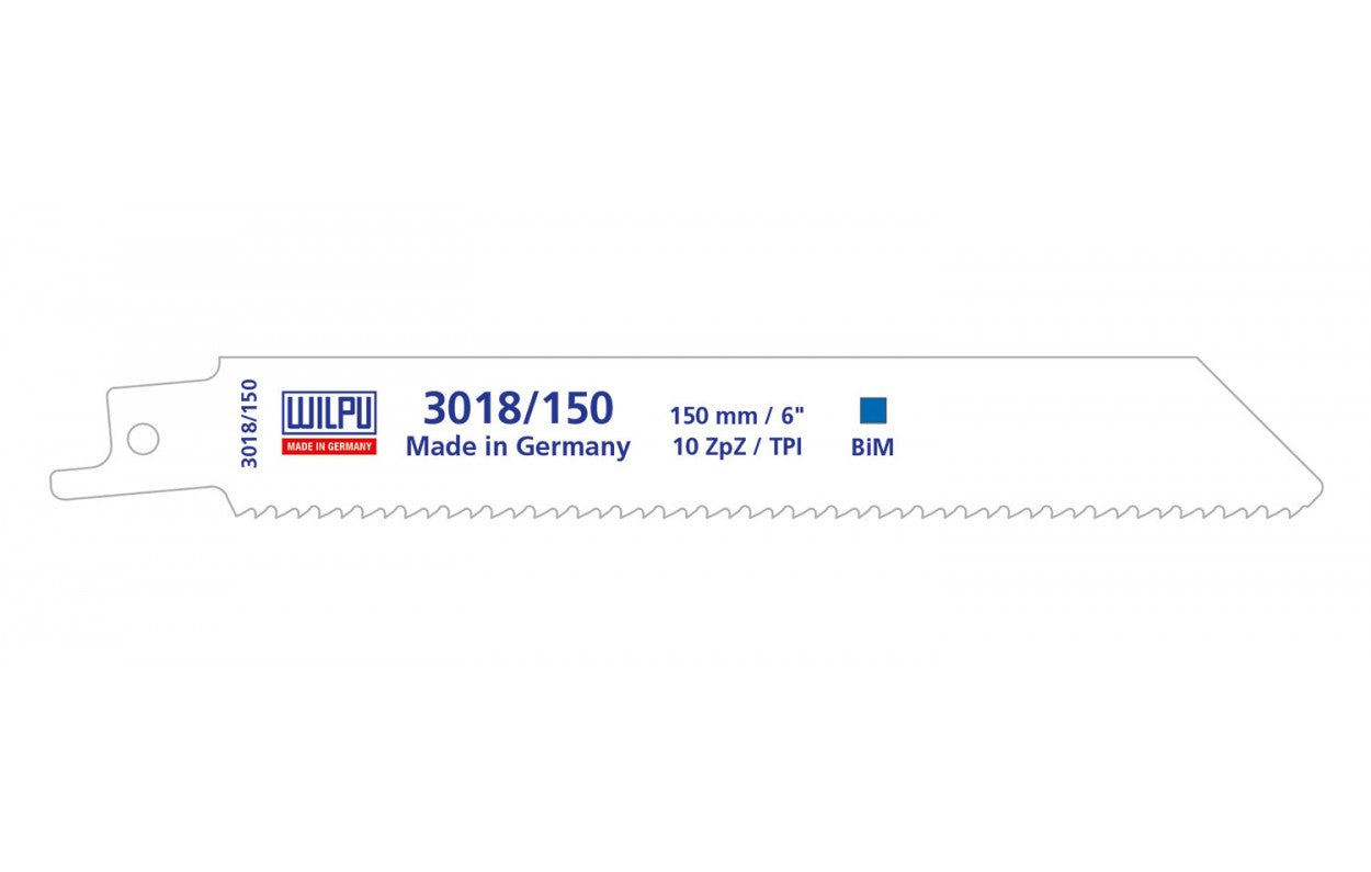 Wilpu 5 Stück Säbelsägeblätter für Stahlrohre, -profile, Vollmaterial, Buntmetalle und rostfreier Stahl 150x19x0,9mm 10TPI | Stahlschneiden