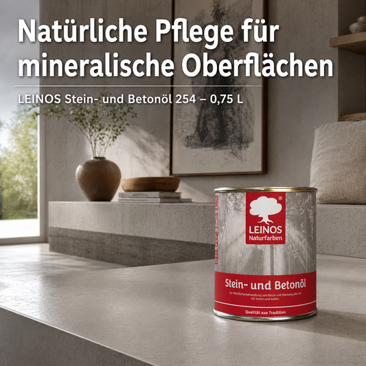 LEINOS Stein- und Betonöl 254 – 0,75 L – Öl zur natürlichen Oberflächenbehandlung von Beton, Estrich & Steinzeug innen – atmungsaktiv & lösemittelfrei