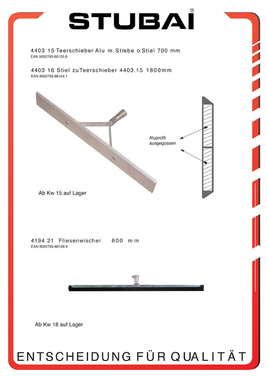 STUBAI Alu-Teerverteiler oder Teerschieber 70cm gerade 700x315x100mm, frische Teermasse sowie Sand, Asphalt und Split im Straßenbau und Wegebau