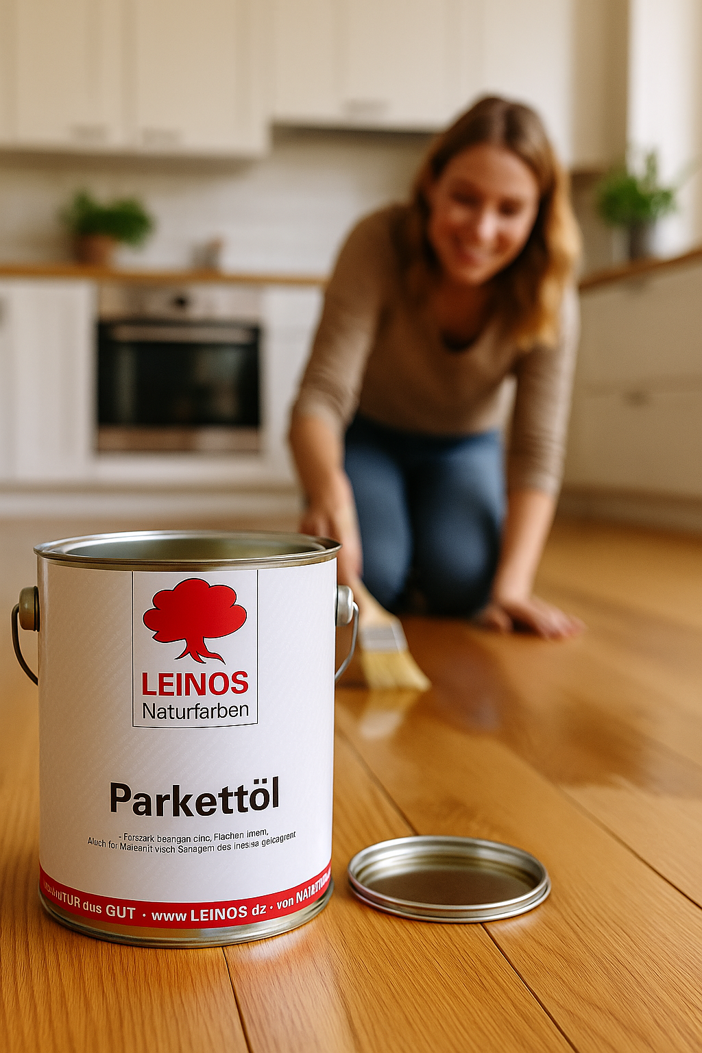 LEINOS 252 Parkettöl für Innen, 0,75 L – seidenmatt & farblos – natürliche Holzpflege für Parkett & Dielenböden – atmungsaktiv, wasserabweisend & strapazierfähig – lösemittelfrei & offenporig