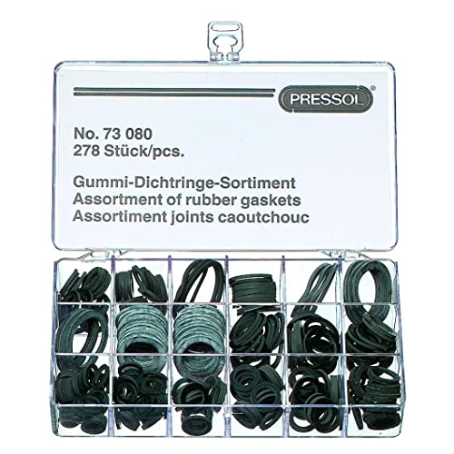 Pressol Gummi-Dichtring-Set-278 Teile, 10 Abmessungen-Ø 4-33 mm i