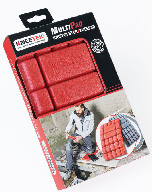 Kneetek MultiPad rot/schwarz - Einlege-Kniepolster | für Arbeitshosen | wasserabweisend | 250 x 150 x 20mm | 2 Stück, 40g | Einheitsgröße