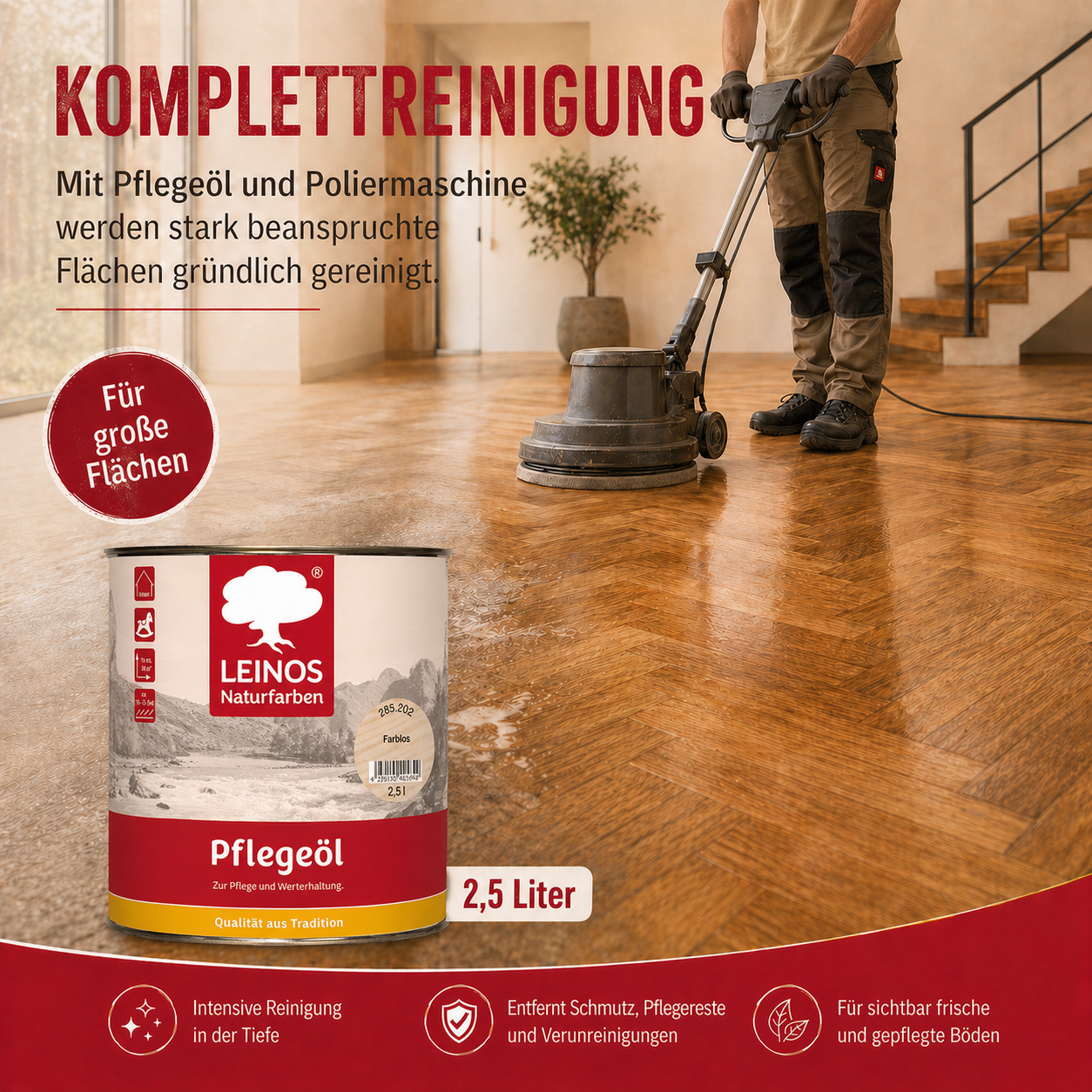 LEINOS 285 Pflegeöl 202 Weiß 0,75 Liter | Zur Behandlung aller geölten und gewachsten Flächen wie Holz, Kork und Linoleum im Innenbereich |