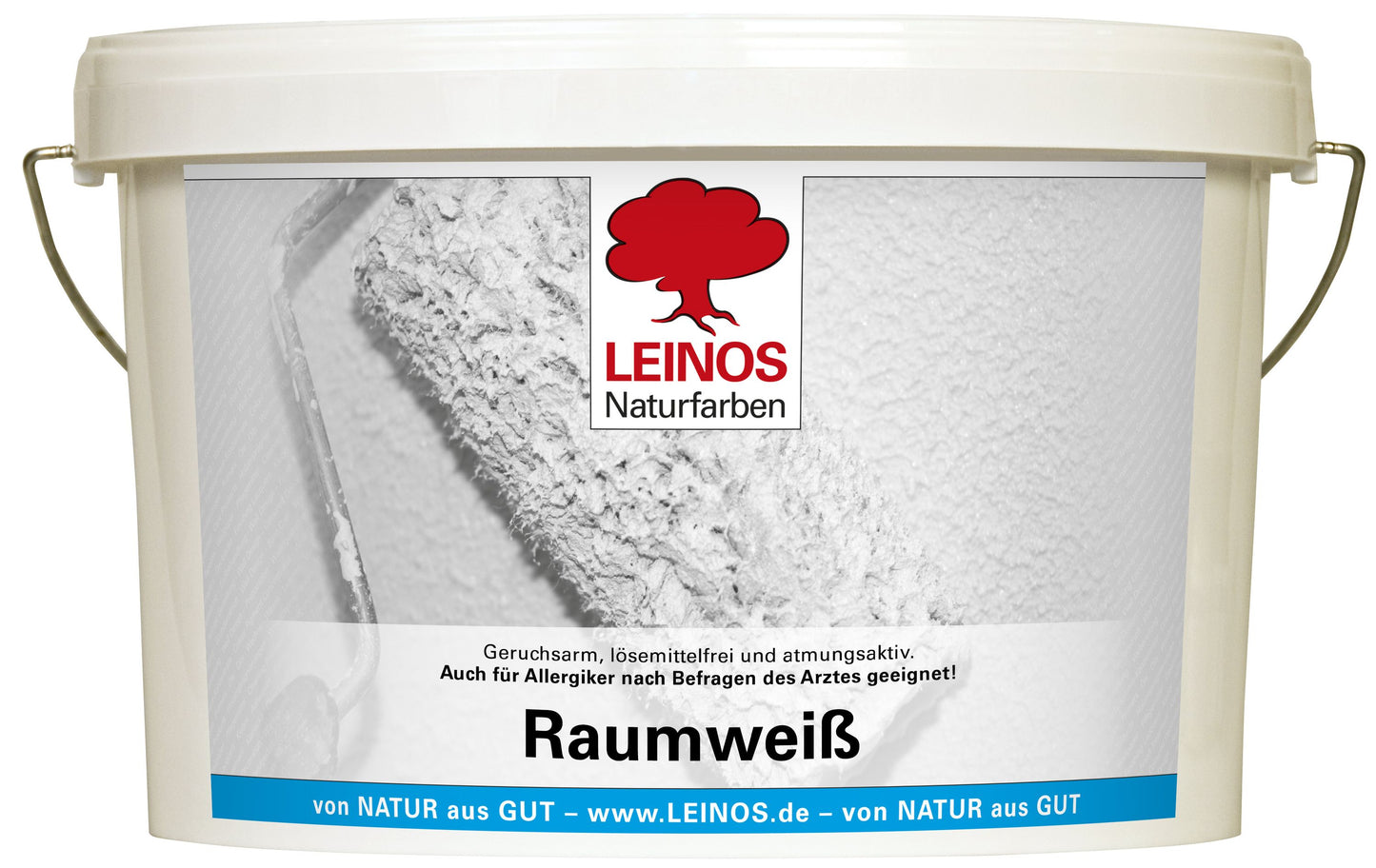 LEINOS Raumweiß 650 – natürliche Wandfarbe 10 l, matt, weiß, tropfgehemmt, sehr ergiebig, diffusionsoffen, für mineralische Untergründe, Raufasertapete & Altanstriche im Innenbereich
