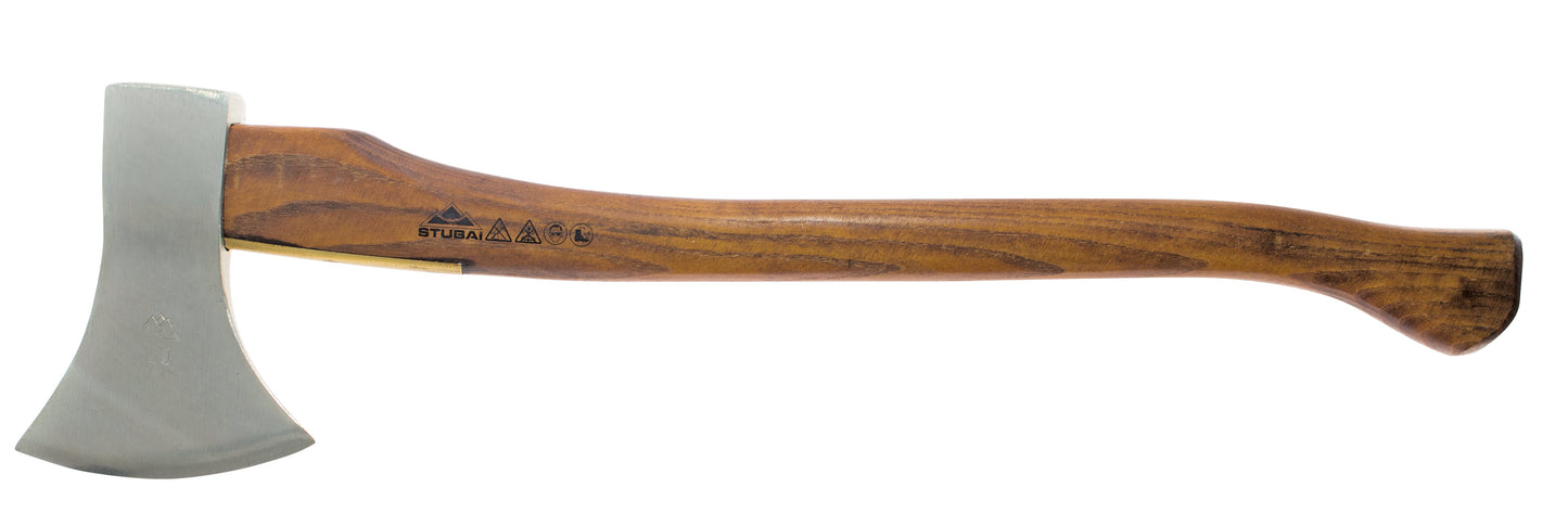 STUBAI Astbeil 1200 g Kopfgewicht, Nirolook-Kopf, Messing-Stielschutz, Eschenstiel dunkelbraun hochglanzlackiert, 700 mm Länge, inkl. schwarzem Schneidenschutz (Art.-Nr. 671604NRM)