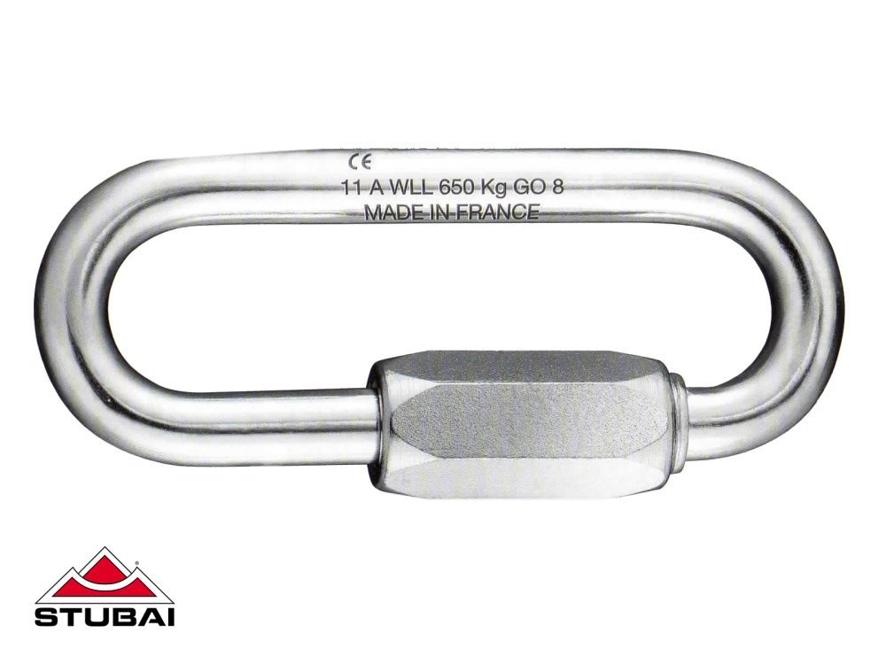 STUBAI-Maillon Rapide 25 kN | Schraubkettenglied 79 mm, Öffnung 16 mm, 60 g | EN 12275 & EN 362 zertifiziert | Quick Link aus Stahl für Klettern, Bergsport, Sicherheitstechnik & Industrie