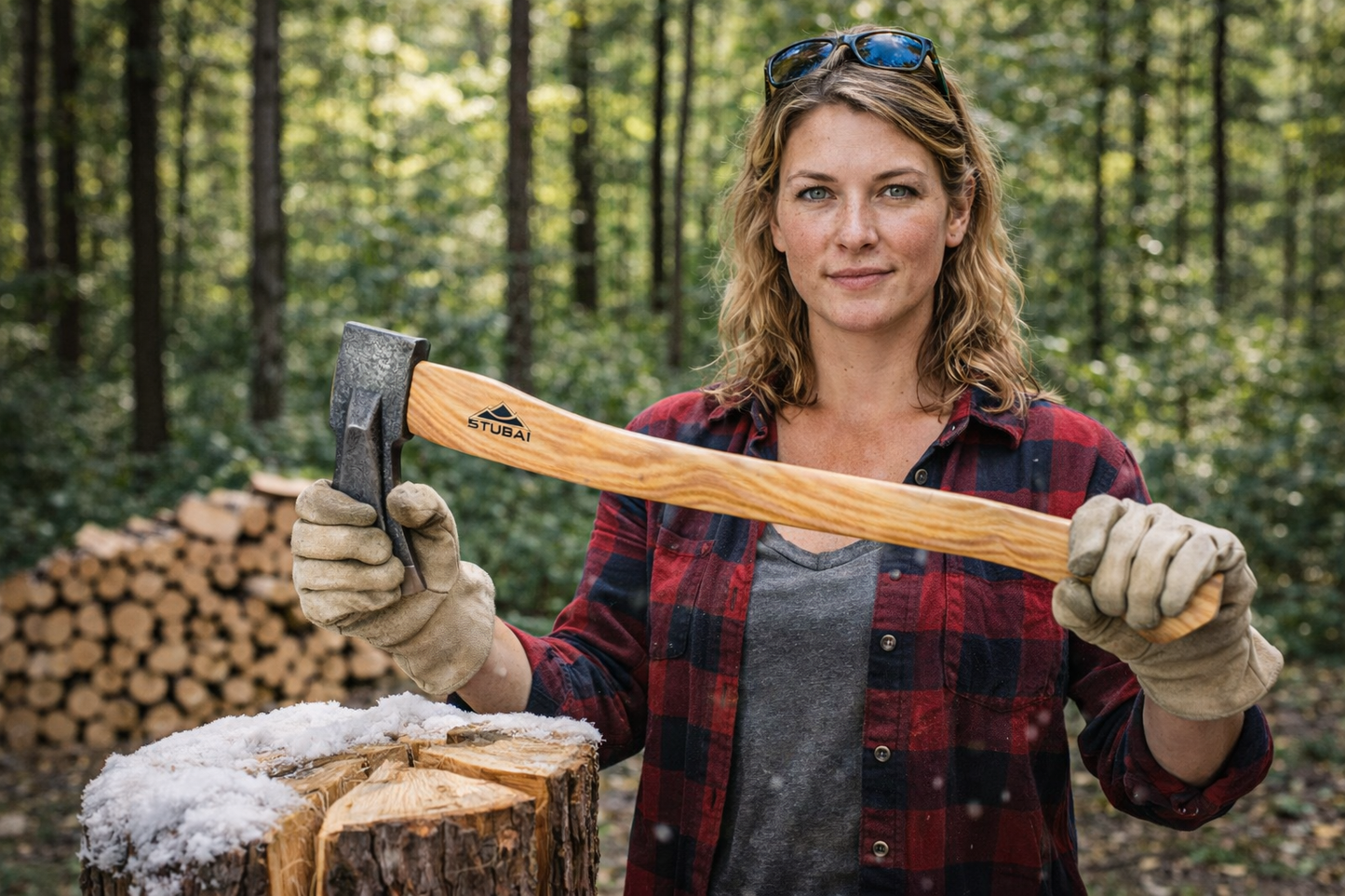 STUBAI Superspalter Natureline 1800 g | Profi-Spaltaxt mit Keilstegen für Kamin- & Brennholz | Geschmiedetes Forstwerkzeug aus Stahl | 700 mm lang | hohe Spaltleistung bei geringem Kraftaufwand