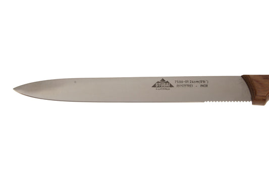 STUBAI Torten- und Aufschnittmesser spitze breite Klinge | 270/30 mm | Konditormesser aus Edelstahl mit Holzgriff, zum Schneiden von Torten, Kuchen, Gebäck und andere Speisen