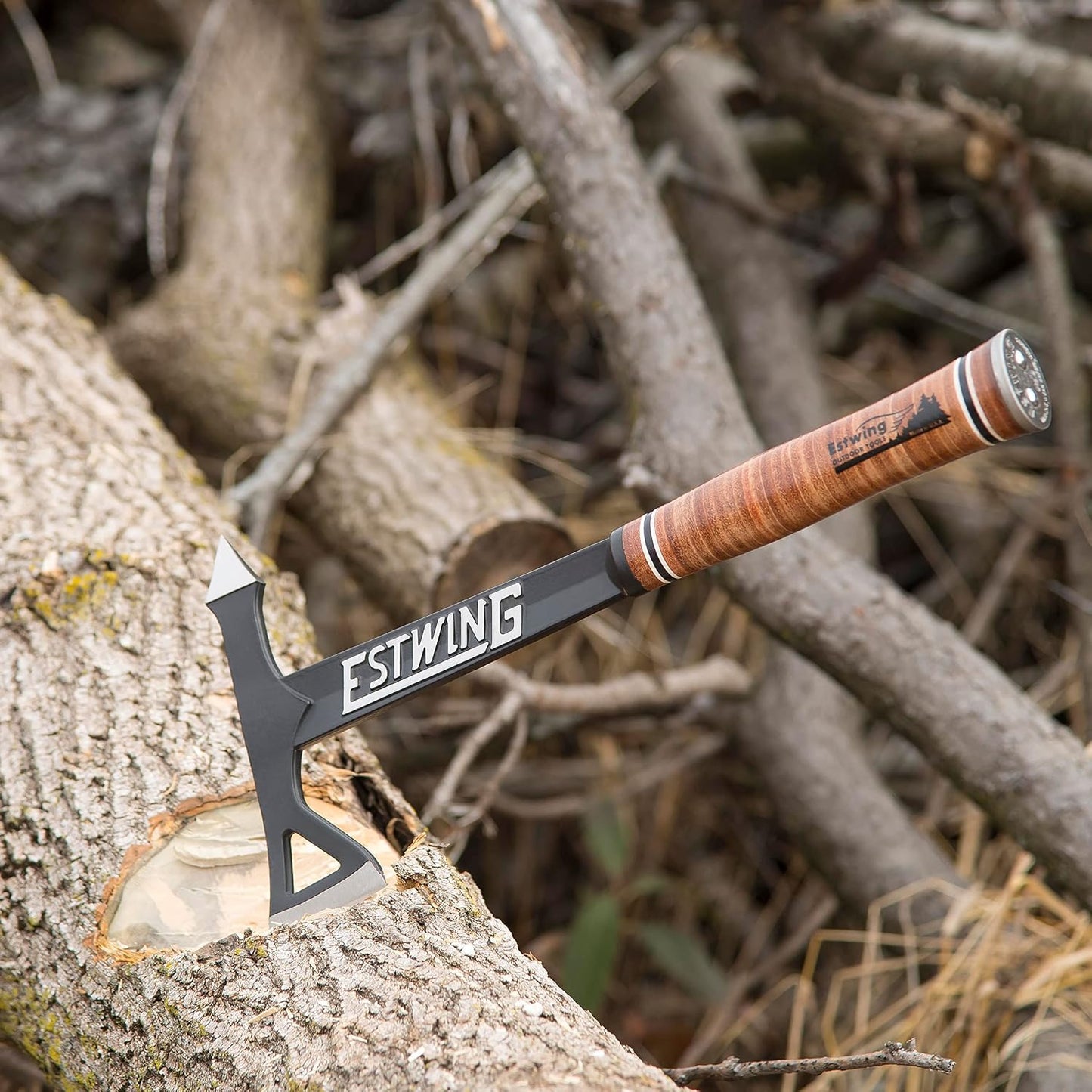 ESTWING Black Eagle Tomahawk | Ledergriff | 770g | Nylon-Scheide | Outdoor & Camping | Made in USA