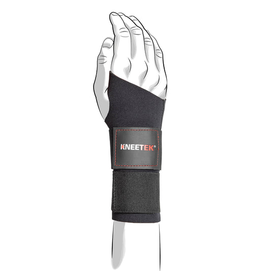 KNEETEK Daumenhandgelenkbandage L | Rechtes Handgelenk | selbstwärmende Handgelenkbandage mit Daumenstütze | elastische Bandage für den Daumen und das Handgelenk zur Kompression und Führung