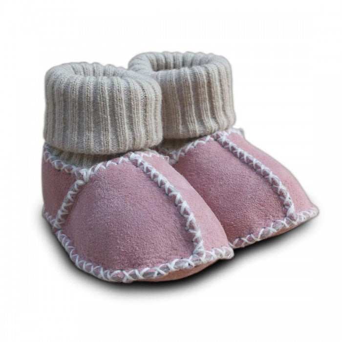 Heitmann Baby-Lammfellschuhe mit Strickbündchen Rosa, Größe: 16-17