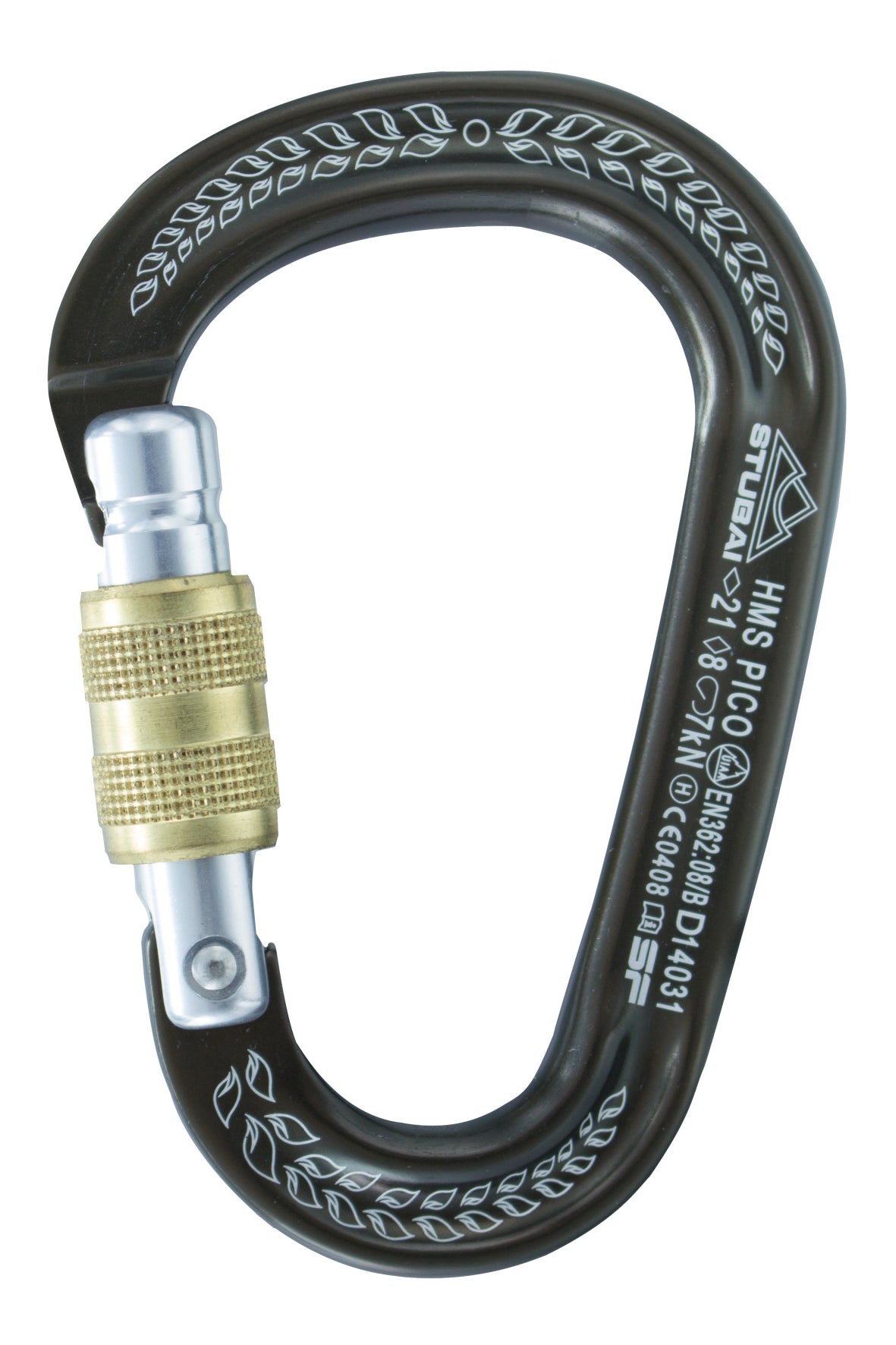 HMS Pico Easylock Karabiner bronze | 97 × 65 mm | EN 12275, EN 362, UIAA 121 | Bruchlast 21 kN längs, 7 kN offen, 8 kN quer | Schnapperöffnung 20 mm | Gewicht 60 g | Klettern & Sicherung