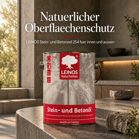 LEINOS Stein- und Betonöl 254 – 2,5 L – Öl zur natürlichen Oberflächenbehandlung von Beton, Estrich & Steinzeug innen – atmungsaktiv & lösemittelfrei