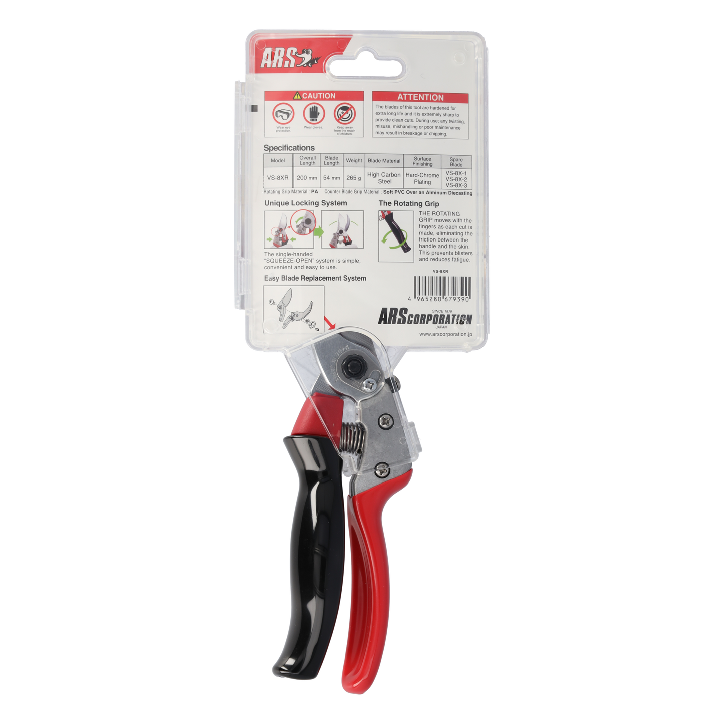 Cut360 Reben-& Gartenschere mit ergonomischem Rollgriff für Astdurchmesser bis Ø 22 mm, Kleine Gartenschere