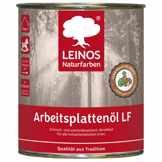 Arbeitsplattenöl 0,75 L | lebensmittelecht & speichelfrei nach EN 71-3 | schmutz-, wasser- & fettabweisend | Öl-Harz-Rezeptur ohne Film | für Holz-Küchenplatten, Schneidebretter, Tische & Kinderspielzeug