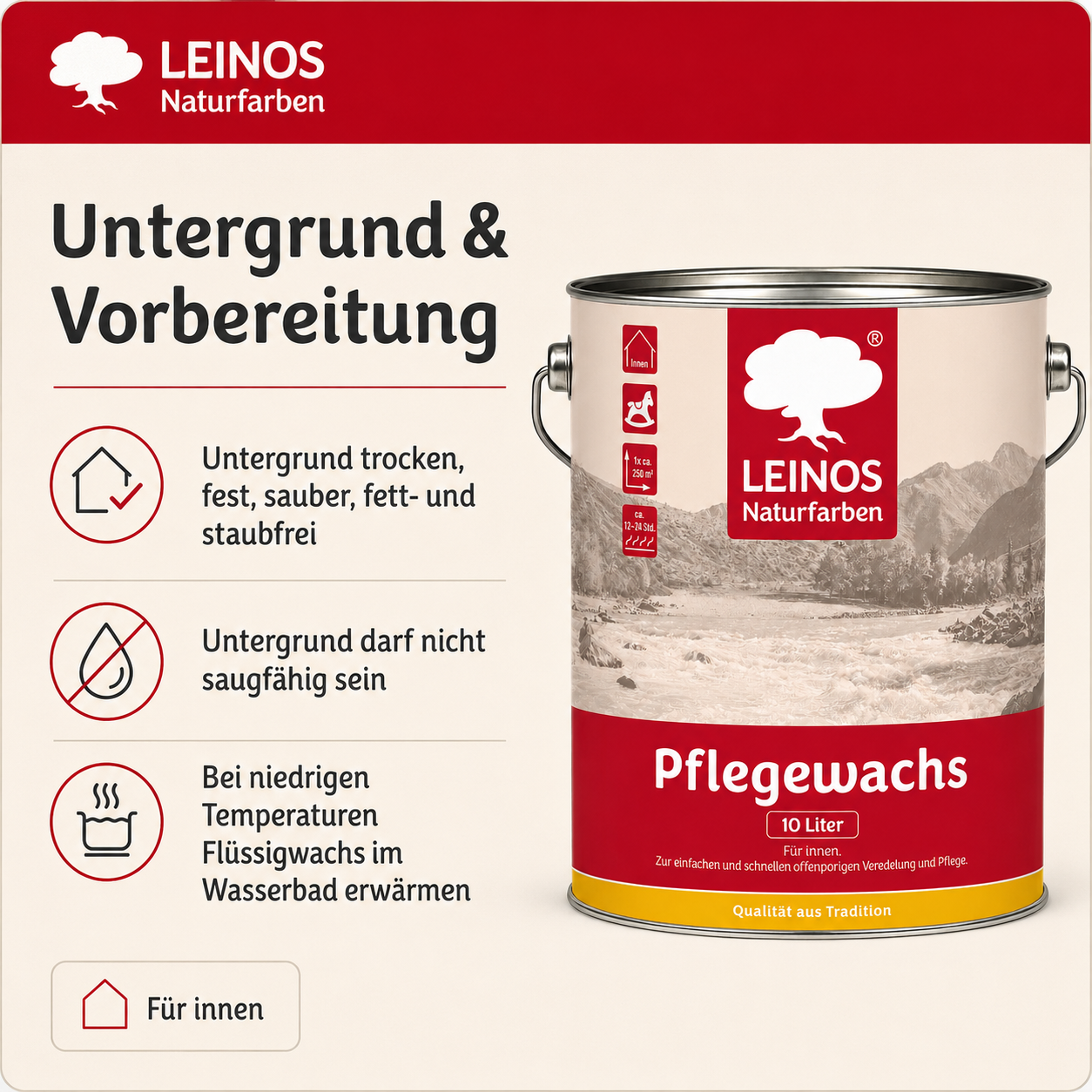 LEINOS 342 Flüssigwachs für Innen mit integrierter Grundierung 10 l