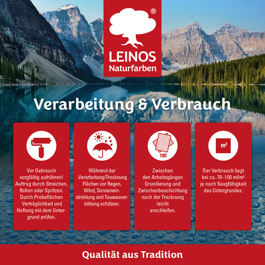 LEINOS Decklack glänzend 840 Nordisch-Rot 100 ml wasserabweisender Holzlack für Innen und Außen hoch deckend wetterbeständig für Holz Metall und Steinzeug mit brillanter Farbwirkung und Holzschutz