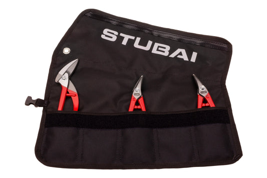 STUBAI Mini-Scheren-Set | Rolltasche, 3-teilig | nicht - isoliert | rechte & linke Blechschere | Mini Durchlaufschere | Profi-Spenglerwerkzeug kompakt & griffbereit