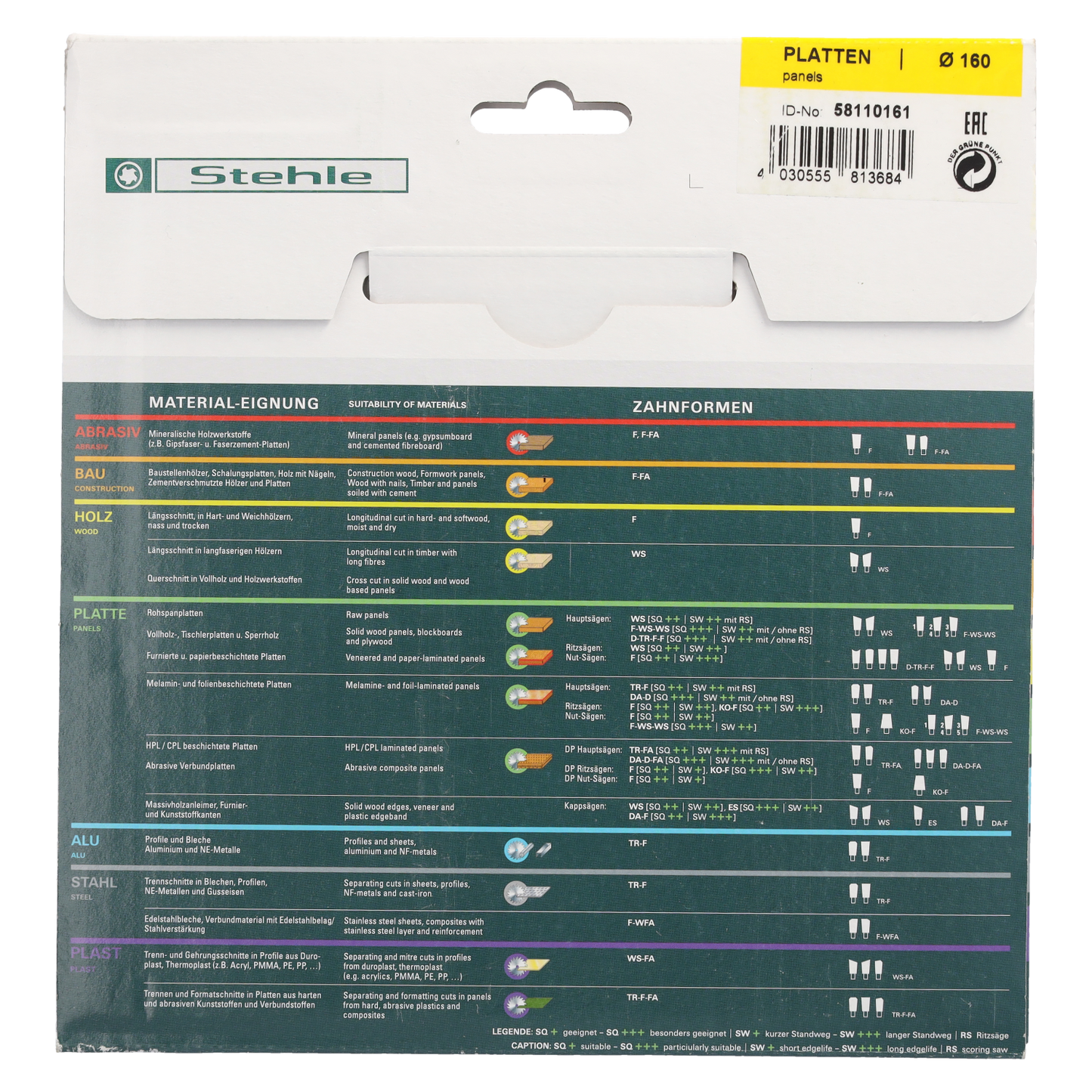 Stehle HW Kreissägeblatt 160x2,2/1,6x20 mm Z48 TR-F TC06 für Formatschnitte in kunststoffbeschichteten Holzwerkstoffen, für Hand-Kreissägen, Tischkreissägen und vertikale Plattenaufteilsägen