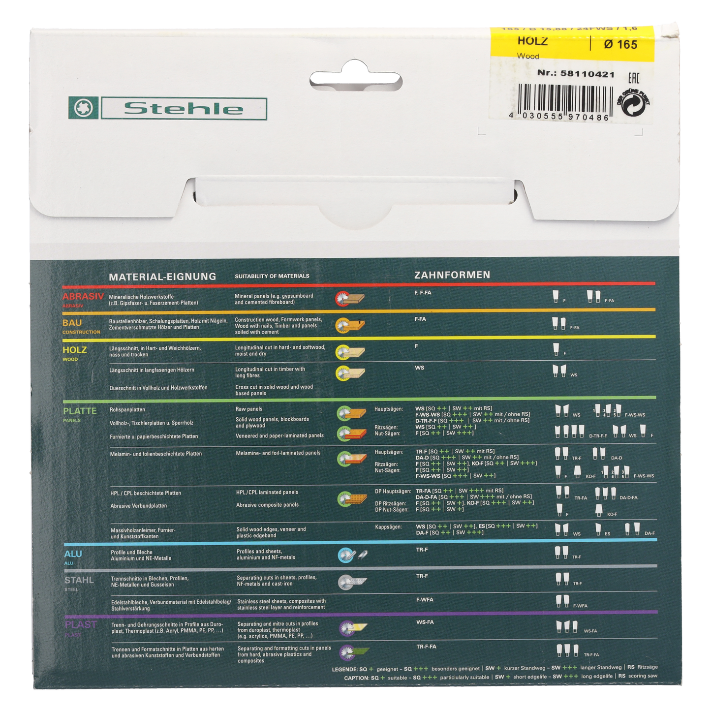 STEHLE Kreissägeblatt 165x1,6/1,2x15,88mm Z24 F/WS Massivholz – sehr feiner Schnitt · Dünnschnitt für Akku-Handkreissägen · für Hart- und Weichholz