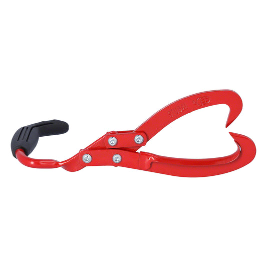 STUBAI Handpackzange 190 mm mit verdrehtem Griff 90° – für Stämme bis Ø180 mm – Qualitätsstahl, pulverbeschichtet, ergonomischer Kunststoffgriff, gezahnte Klingen, mit Öffnungshaken