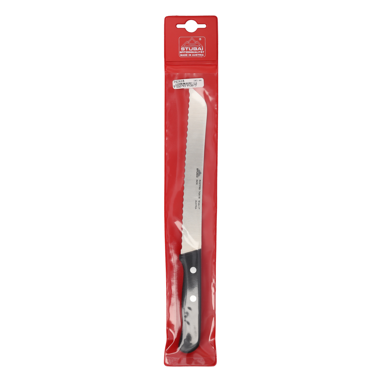 STUBAI hochwertiges Brotmesser | 180 mm | Brotsäge Tirol mit Wellenschliff aus Edelstahl für müheloses Schneiden von Brot, Kuchen & Anderen Backwaren, rostfrei, spülmaschinenfest