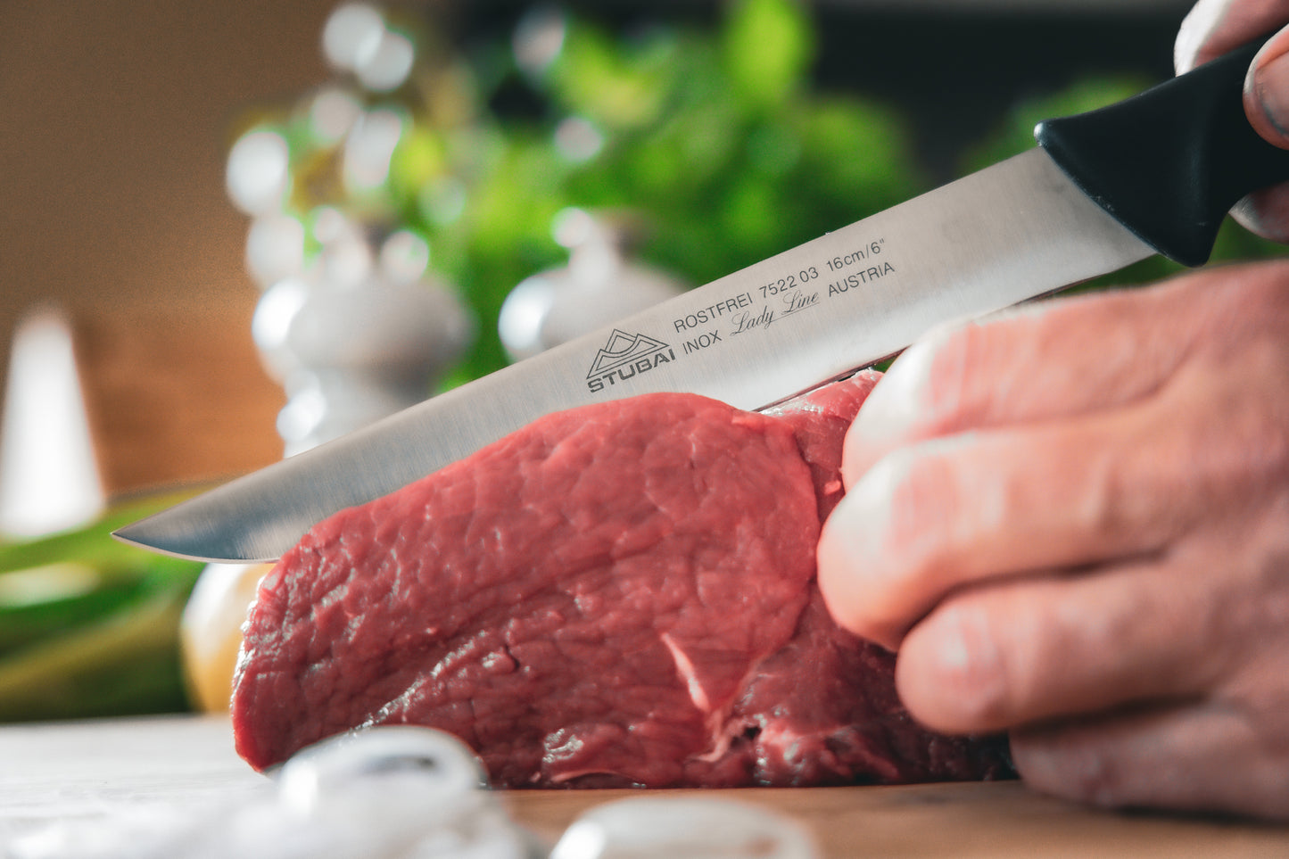 STUBAI hochwertiges Küchenmesser gerader Rücken | 160 mm | Haushaltsmesser Lady Line aus Edelstahl für müheloses Schneiden von Fleisch, Gemüse, Obst & Lebensmitteln, rostfrei, spülmaschinenfest