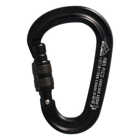 HMS Pico Easylock Karabiner schwarz | 97 × 65 mm | EN 12275, EN 362, UIAA 121 zertifiziert | 21 kN längs, 7 kN offen, 8 kN quer | 20 mm Schnapperöffnung | 60 g leicht | Bergsport & Sicherung