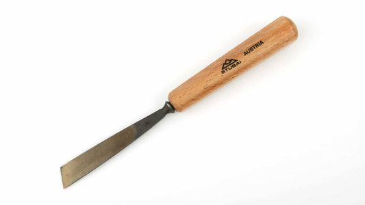 STUBAI Stemmeisen Stechbeitel Serie 52 - Form 2 | Gerades Balleisen, schräg - 5 mm, mit Holzgriff, für glatte Flächen, zum Vorstechen, Kerb- und Reliefschnitzarbeiten, zur Bearbeitung von Holz