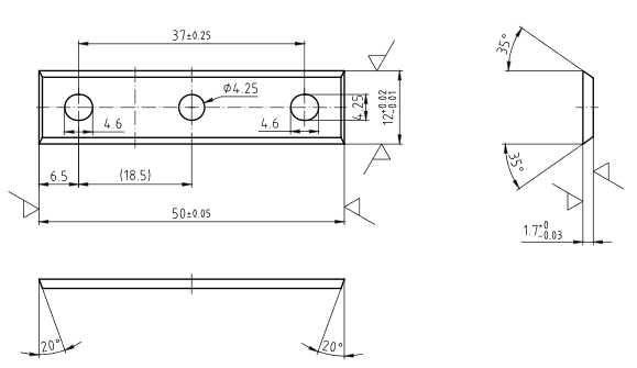 HM-Wendeplatte vierschneidig 50x12x1,7mm a=37mm 10 Stück | sehr gut geeignet für Spanplatten, und gut geeignet für MDF, Hart- und Weichholz |