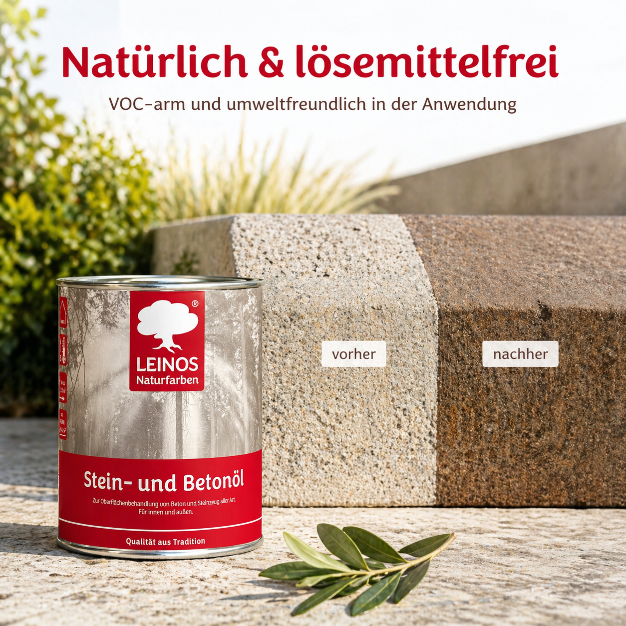 LEINOS Stein- und Betonöl 254 – 0,75 L – Öl zur natürlichen Oberflächenbehandlung von Beton, Estrich & Steinzeug innen – atmungsaktiv & lösemittelfrei