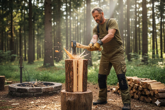 STUBAI Superspalter Natureline 1800 g | Profi-Spaltaxt mit Keilstegen für Kamin- & Brennholz | Geschmiedetes Forstwerkzeug aus Stahl | 700 mm lang | hohe Spaltleistung bei geringem Kraftaufwand