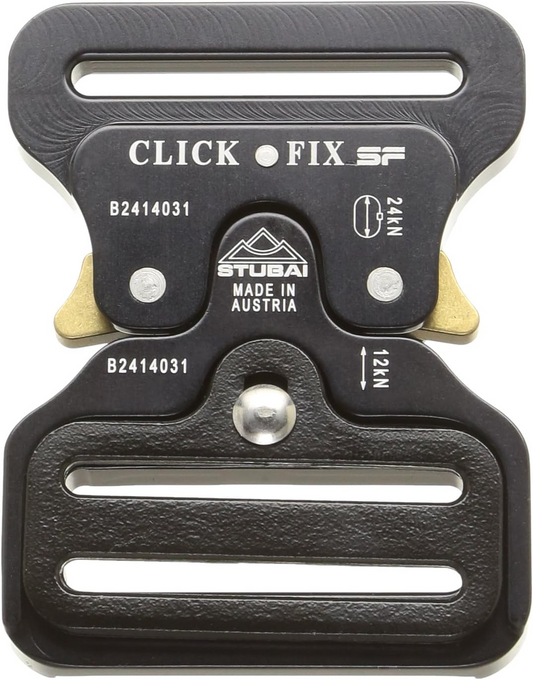 STUBAI Gurtschnalle bis 45 mm | vergütetem Aluminium mit schwarzer Eloxierung | CLICK FIX FLEX 2.0 XL HEBEL | verhindert Öffnen unter Last | Profiqualität Made in Austria
