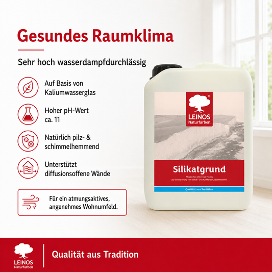 LEINOS Silikatgrund 621 | Universal-Fixativ & Grundierung für Silikat- & Kalkfarben | Farblos, hoch wasserdampfdurchlässig, lösemittelfrei | 2,5 Liter | von LEINOS
