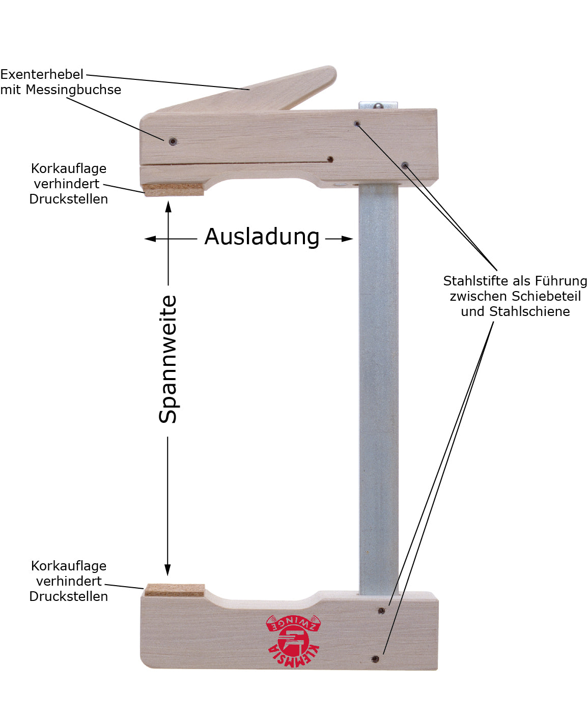 Klemmsia-Zwinge für Profis 1200mm Spannweite, 110mm Ausladung