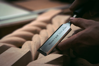 STUBAI  Stemmeisensatz Stechbeitel Set mit schwarzem Plastikgriff & extra langer Klinge, 4-teilig (12,16,20,24 mm), Stemmeisen zur  Bearbeitung von Holz Werkzeug für Schreiner Tischler Heimwerker