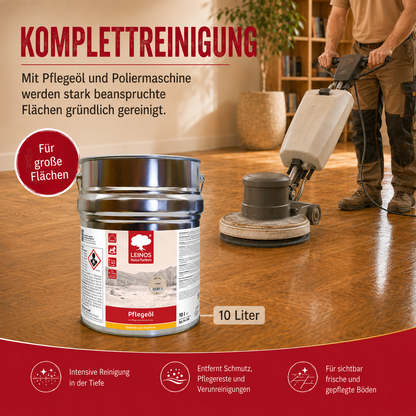 LEINOS 285 Pflegeöl 202 Weiß 10 Liter | Zur Behandlung aller geölten und gewachsten Flächen wie Holz, Kork und Linoleum im Innenbereich |