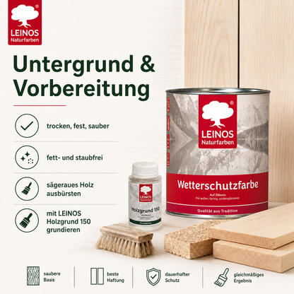 LEINOS Wetterschutzfarbe 2,5 l | Maisgelb Holzlasur für Holzfassaden Fenster Gartenhäuser| wetterbeständige Deckfarbe für effektive Versiegelung und langanhaltenden Schutz auf Ölbasis im Außenbereich