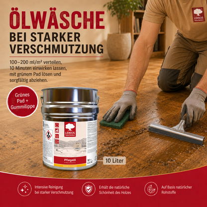LEINOS 285 Pflegeöl 202 Weiß 10 Liter | Zur Behandlung aller geölten und gewachsten Flächen wie Holz, Kork und Linoleum im Innenbereich |