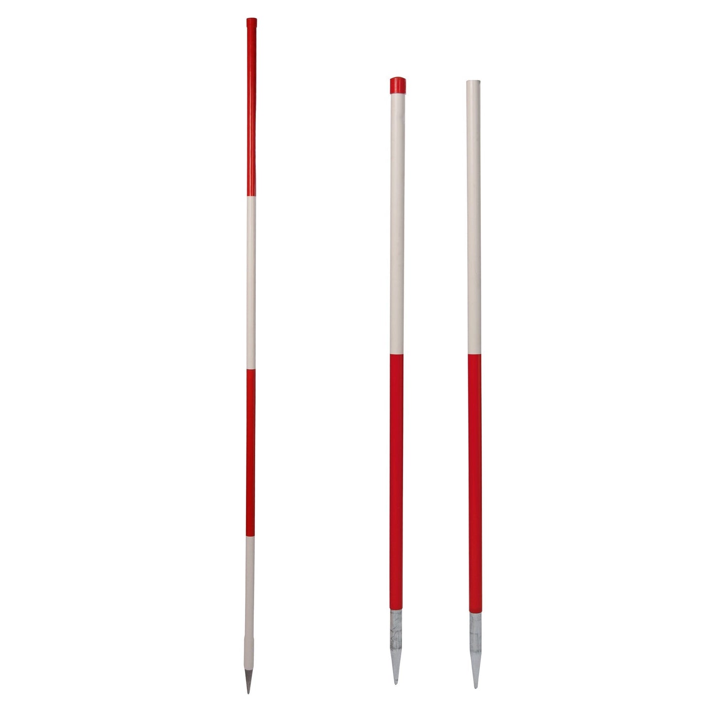 NESTLE Stahlfluchtstab-Set 12 Stück | 2,16 m Länge, zerlegbar, Ø 27 mm | robuste runde Rohrspitze, PVC-ummantelt, rot/weiß & weiß/rot sortiert | Qualität Made in Germany für Bau & Vermessung | NESTLE