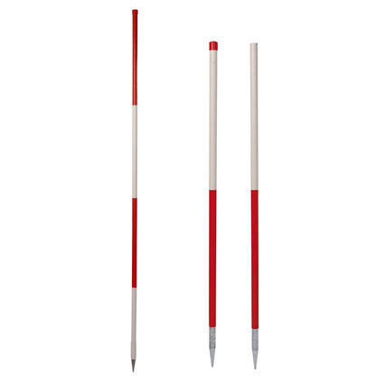 NESTLE Stahlfluchtstab-Set 12 Stück | 2,16 m Länge, zerlegbar, Ø 27 mm | robuste runde Rohrspitze, PVC-ummantelt, rot/weiß & weiß/rot sortiert | Qualität Made in Germany für Bau & Vermessung | NESTLE