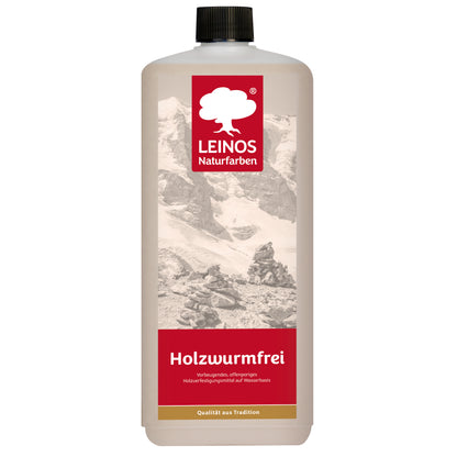 LEINOS Holzwurmfrei 130 |1 Liter | Holzschutz gegen Insekten- & Pilzbefall | Für Innen, überdachten Außenbereich & Feuchträume | Holzverfestiger mit physikalisch-mechanischer Wirkung